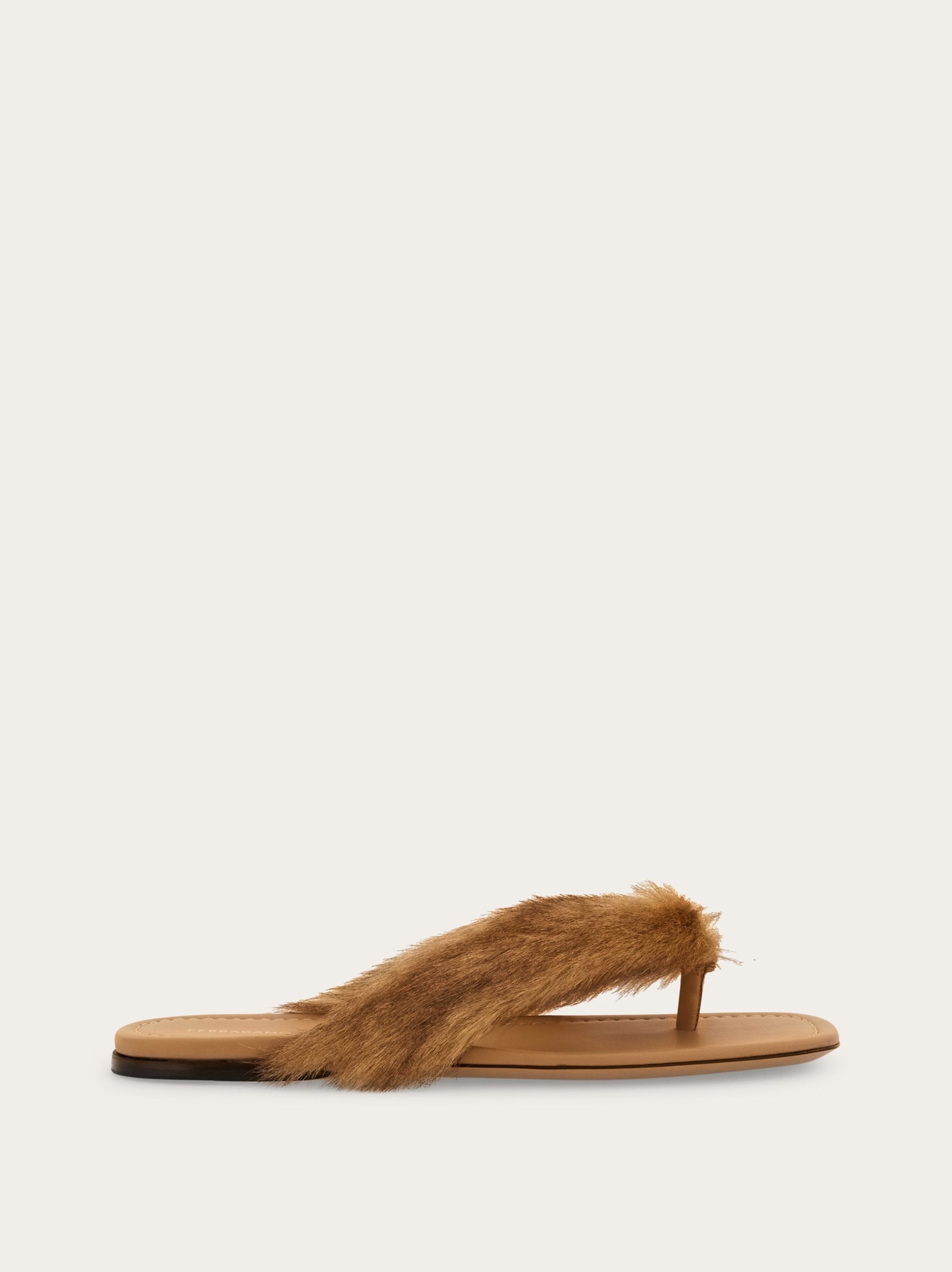 Ferragamo Thong sandal with fur detail - Image 1